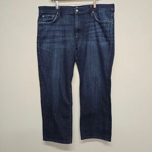 7 For All Mankind Austyn Jeans Mens 40x28‎ Blue Dark Wash Relaxed Straight USA